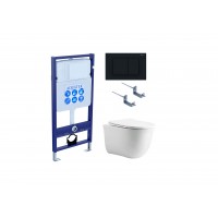 Комплект инсталляции с подвесным унитазом AQUATEK с сиденьем и кнопкой SET AQUATEK КЛАССИК cm-012 4в1